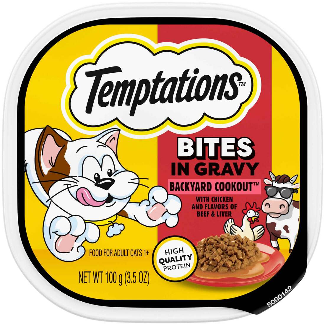 Temptations Cat Food Bites In Gravy Wet Cat Food, Backyard Cookout, 3.5 Ounces