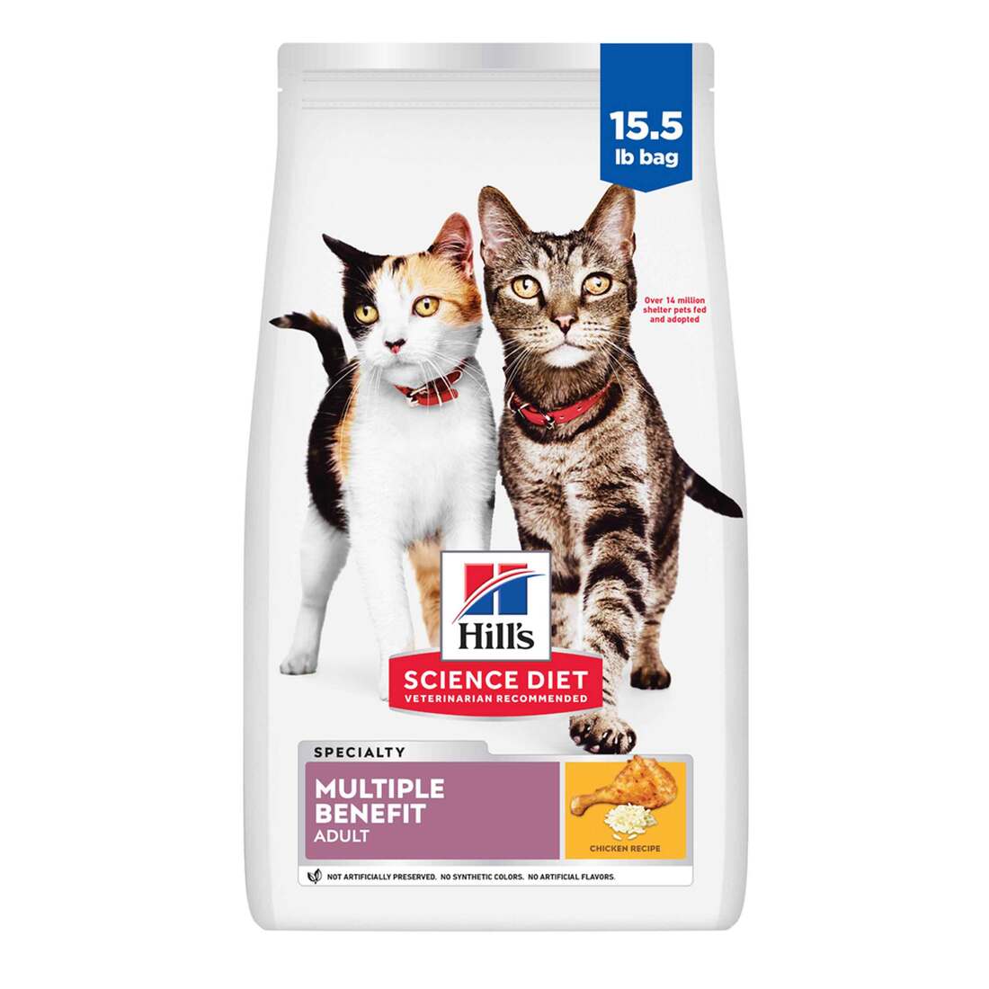 Hill's Science Diet Adult Multiple Benefit Chicken Recipe Dry Cat Food, 15.5 Pound Bag