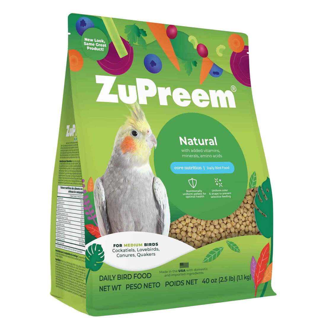 Zupreem Natural with Essential Vitamins, Minerals and Amino Acids Bird Food, 2.5 Pounds