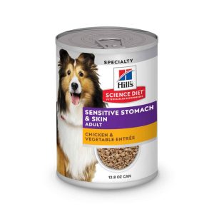 Science Diet Sensitive Stomach and Skin Wet Dog Food, Chicken and Vegetables, 12.8 Ounce Can