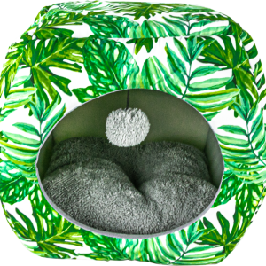 Play On Leaf Print Pop Up Cat Bed Leaf Print