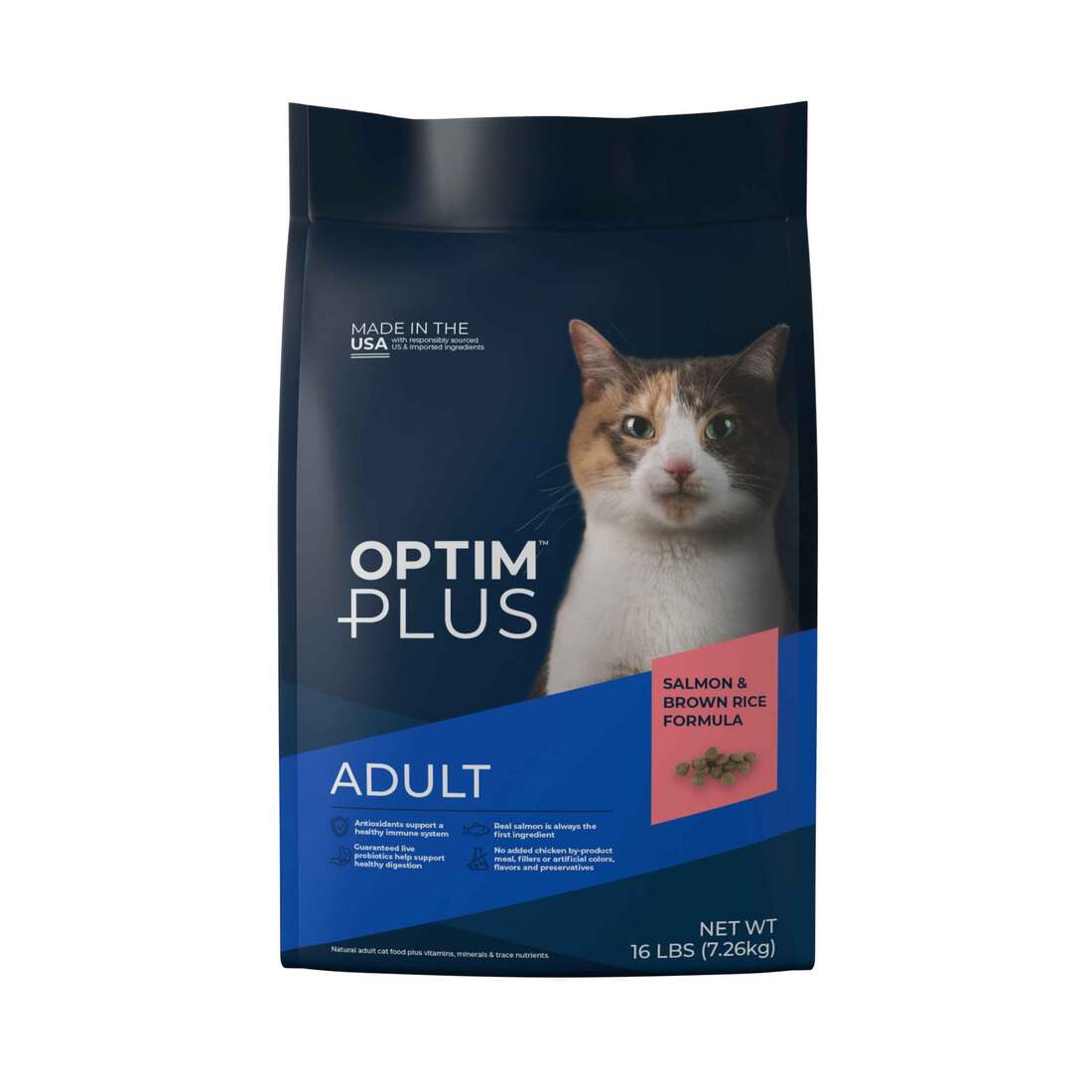 OptimPlus Adult Salmon & Brown Rice Formula Dry Cat Food - Image 2