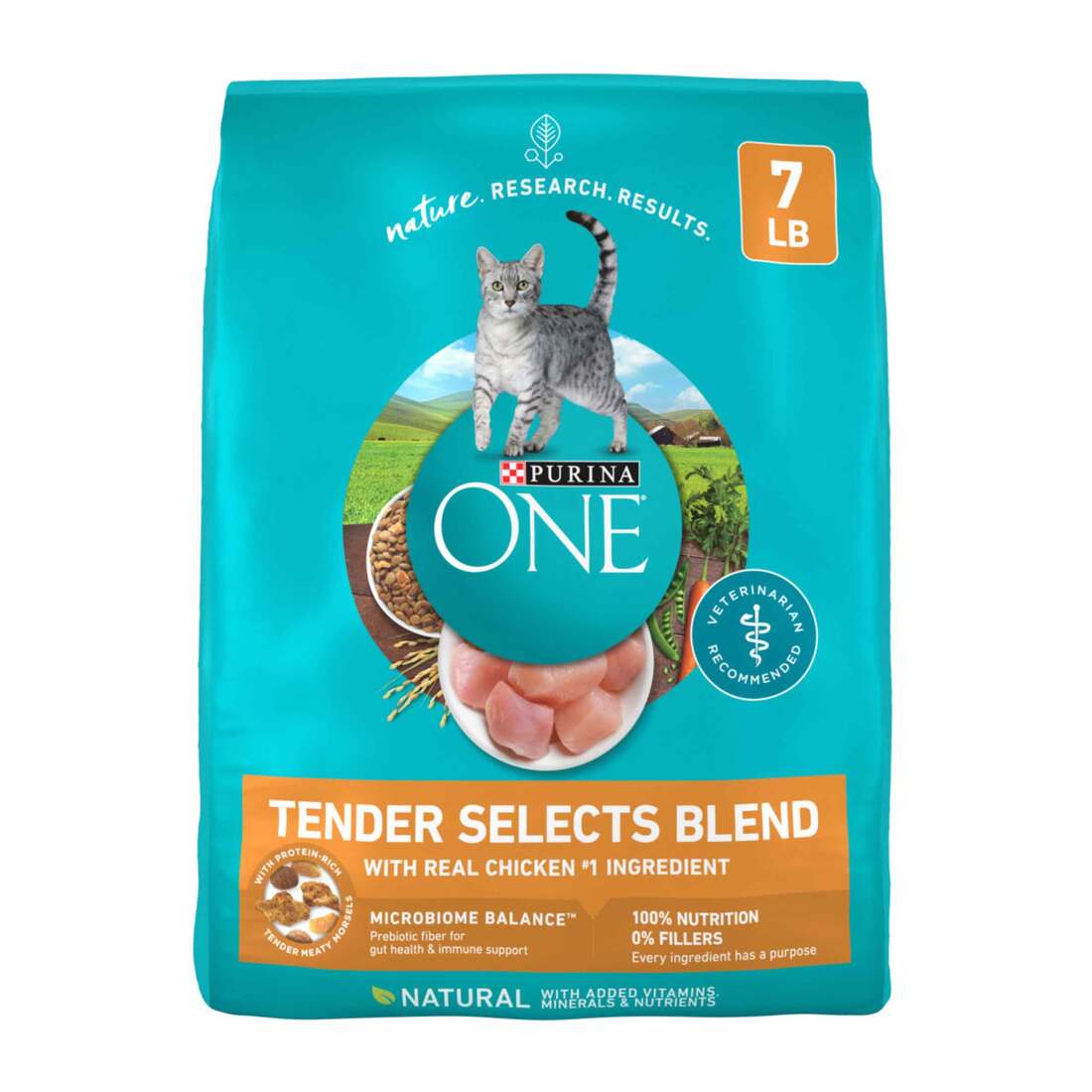 Purina ONE Natural Dry Cat Food, Tender Selects Blend With Real Chicken - 7 Pound Bag