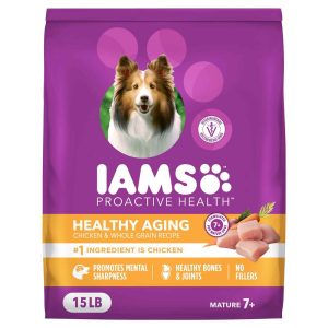 IAMS Proactive Health Senior Dog Food Healthy Aging Dry Dog Food with Real Chicken, 15 Pounds