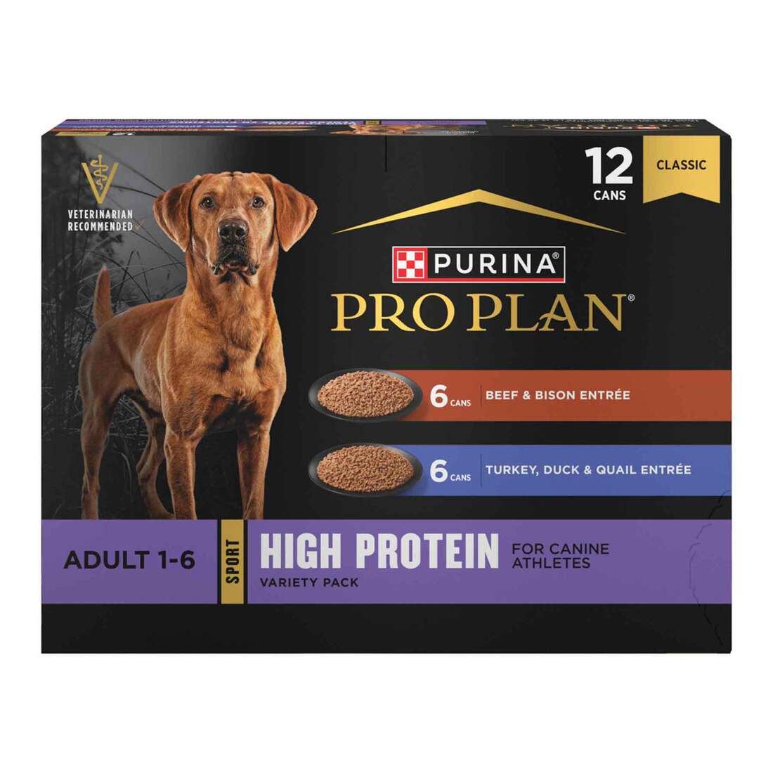 Purina Pro Plan Sport High Protein Wet Dog Food Variety Pack, Beef and Bison Entrée and Turkey, Duck