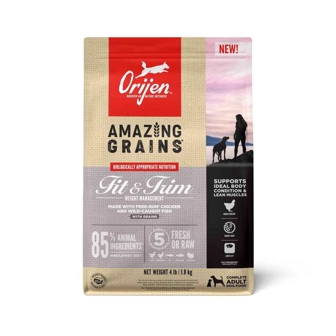 Orijen Amazing Grains Fit and Trim Dry Dog Food, Chicken, Turkey - Image 2