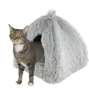 Play On Shaggy Cave Cat Bed, Gray, 16 Inches