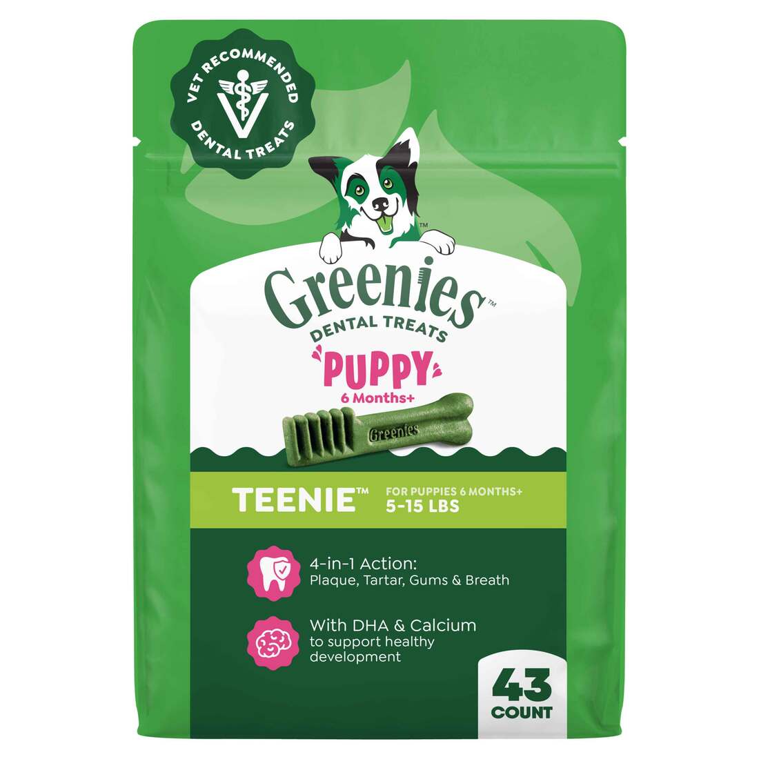 GREENIES Puppy 6+ Months Petite Natural Dog Dental Care Chews Oral Health Dog Treats, 12 Ounce Pack