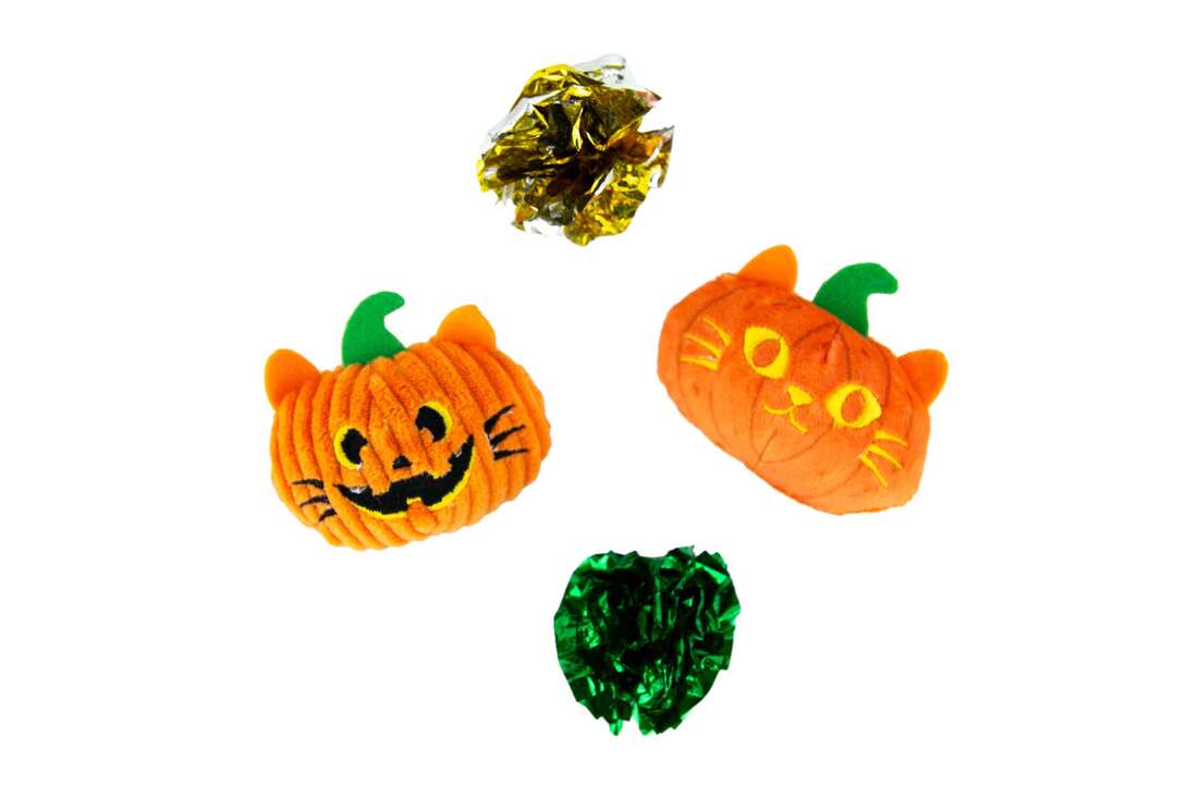 Play On Pumpkin and Ball Multipack Cat Toy, 4 Pack