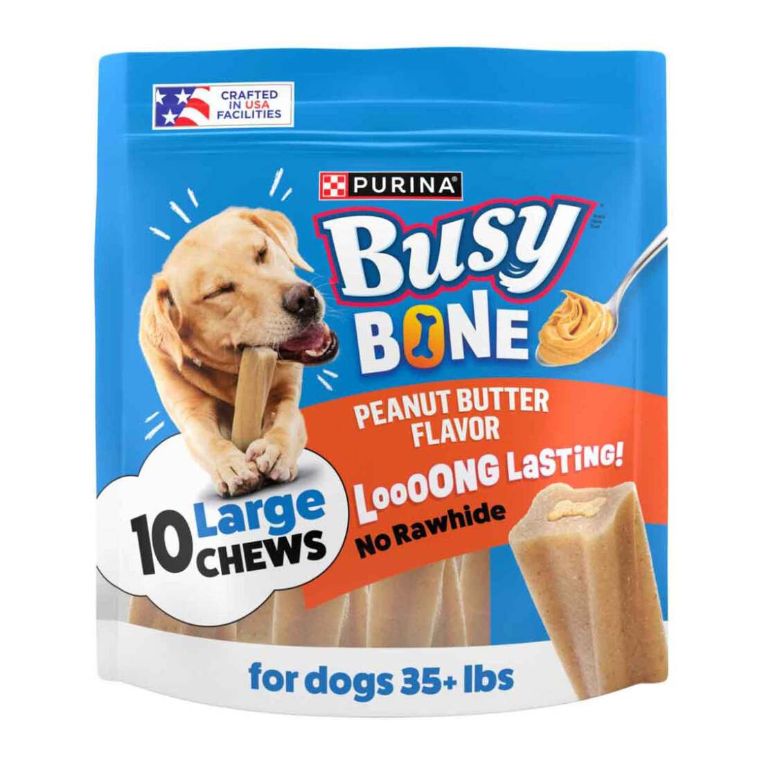 Purina Busy Bone Dog Chews With Peanut Butter Flavor, Large - 10 Count Pouch