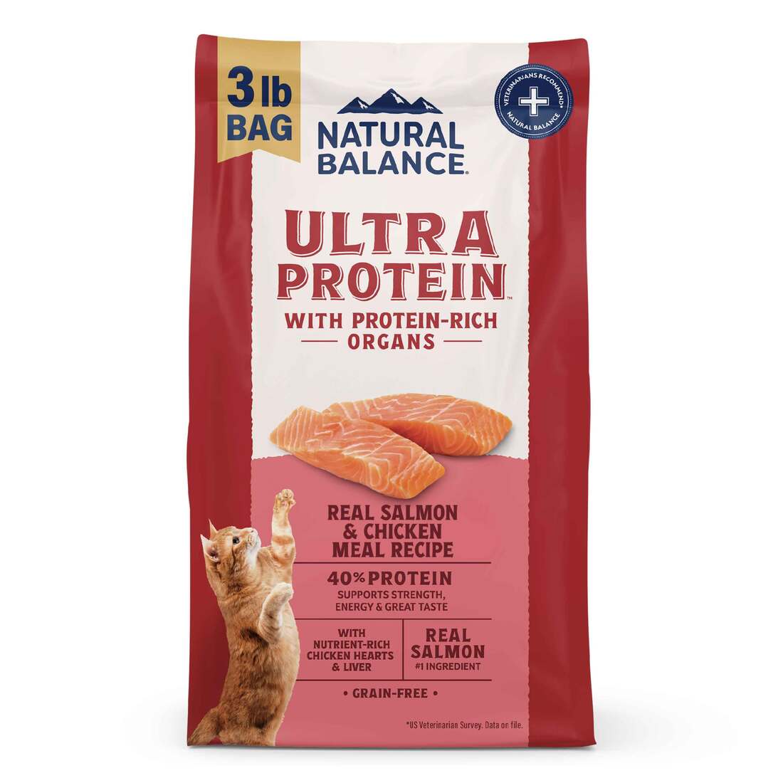 Natural Balance Ultra Protein Dry Cat Food, Real Salmon & Chicken Meal Recipe, 3 Pounds