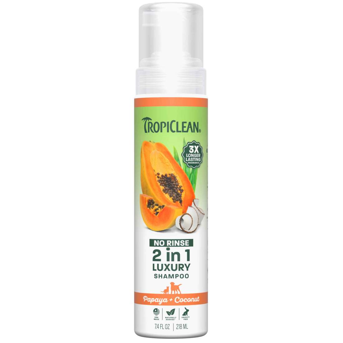 TropiClean Papaya & Coconut Waterless Shampoo, 7.4 Ounces
