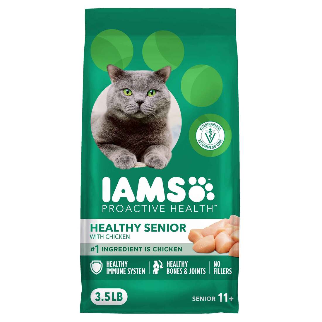 IAMS PROACTIVE HEALTH Healthy Senior Dry Cat Food with Chicken, 3.5 Pounds