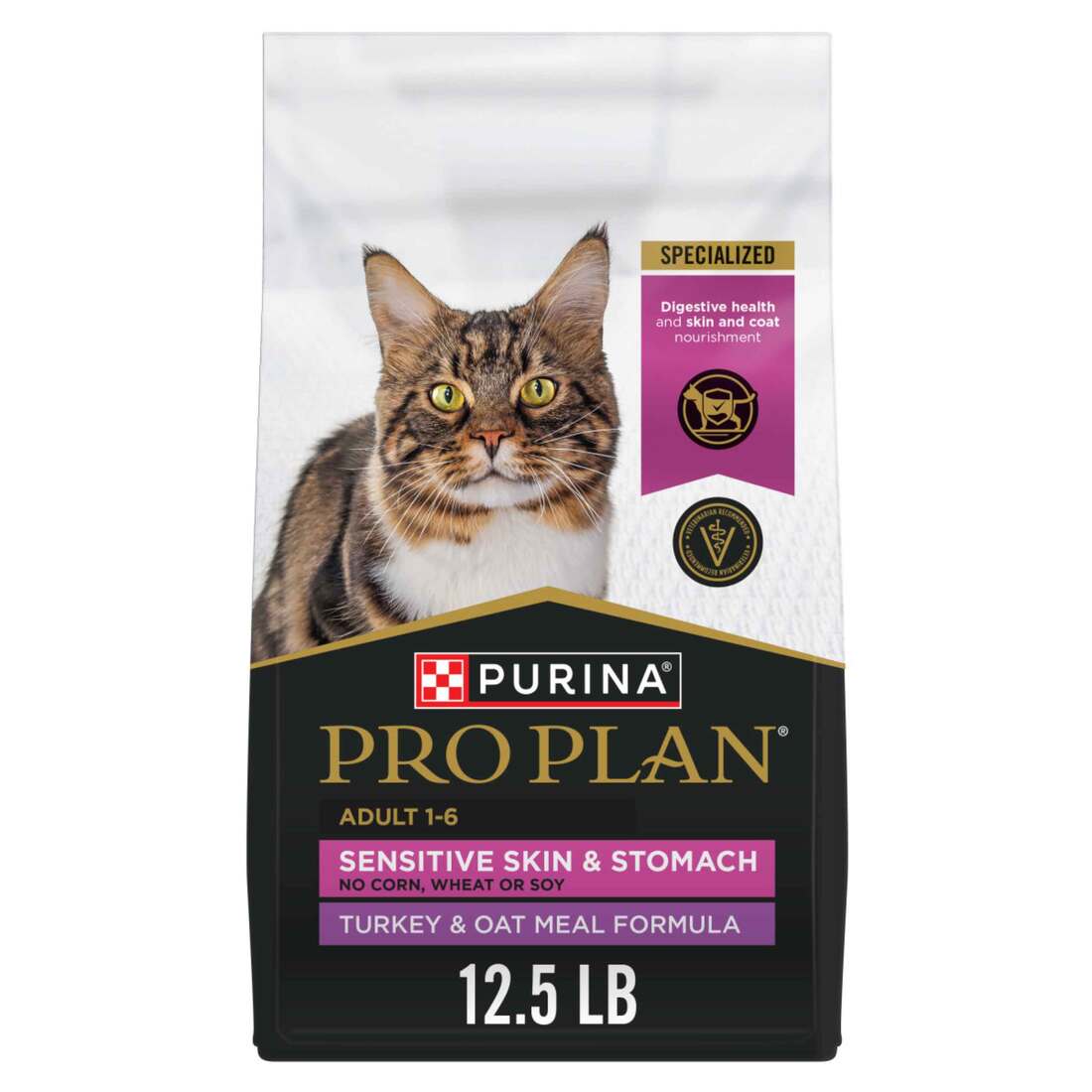 Purina Pro Plan With Probiotics, Sensitive Skin & Stomach, Natural Dry Cat Food, Turkey & Oat Meal F - Image 2