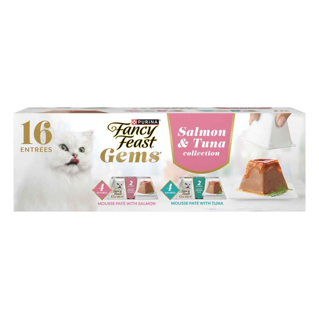 Fancy Feast Gems Pate Cat Food Salmon and Tuna Mousse Wet Cat Food Variety Pack - (1) 8 Count Boxes