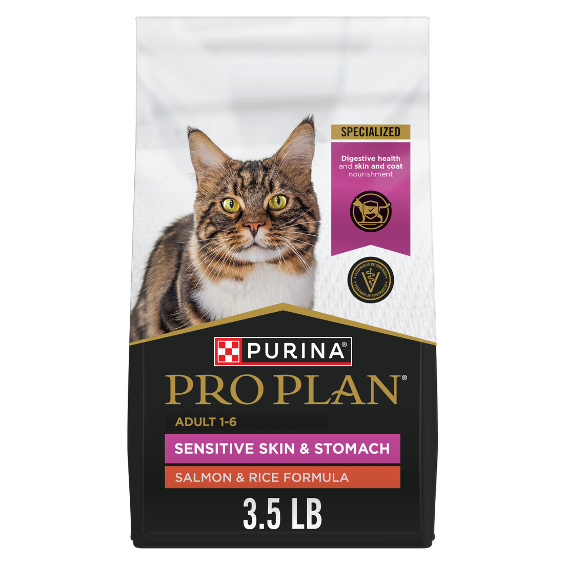 Purina Pro Plan Adult Sensitive Skin and Stomach Dry Cat Food, Salmon and Rice - Image 2