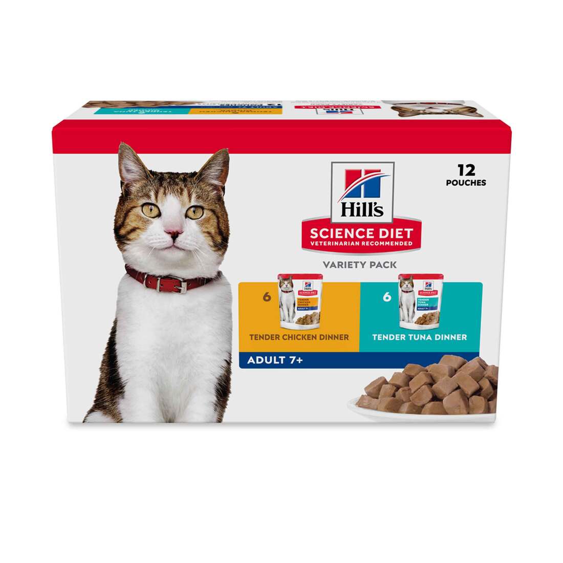 Hill's Science Diet Senior 7+ Wet Cat Food Pouch Variety Pack, Chicken and Tuna 2.8 Ounce Pouch, 12