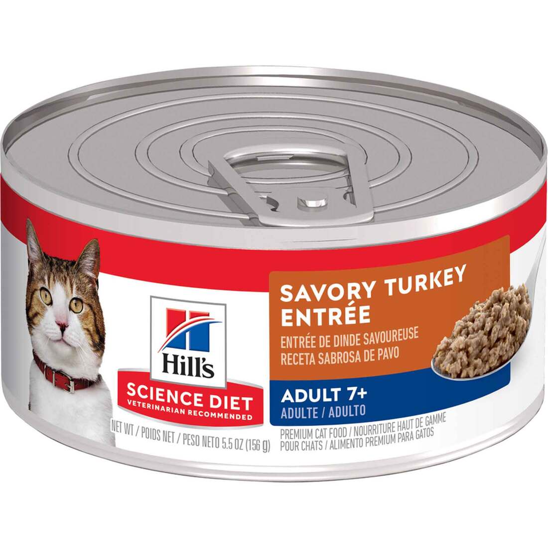 Hill's Science Diet Senior 7+ Canned Cat Food, Savory Turkey Entr??e, 5.5 Ounces