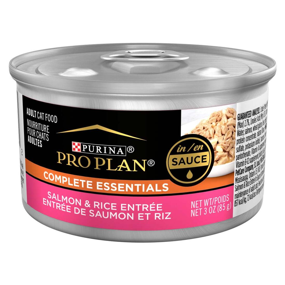 Purina Pro Plan COMPLETE ESSENTIALS Wet Cat Food, Salmon & Rice Entree in Sauce, 3 Ounces