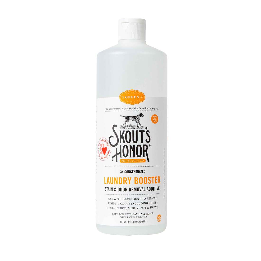 Skout's Honor Laundry Booster Stain & Odor Removal Additive, 32 Ounces