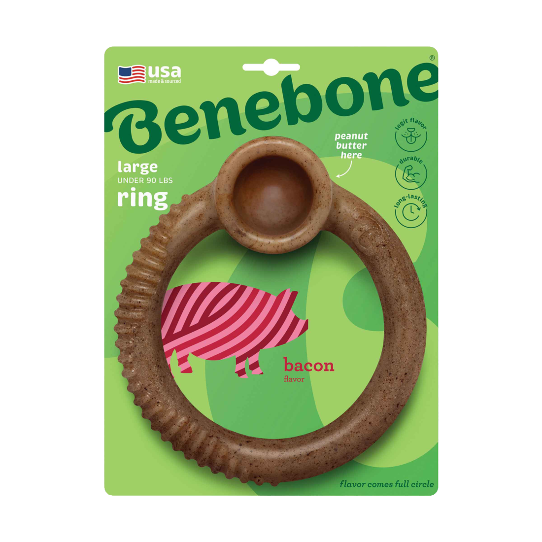 Benebone Bacon Ring Dog Chew, Large