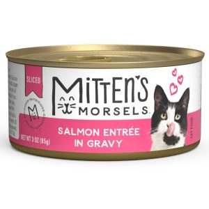 Mitten's Morsels Wet Cat Food, Sliced Salmon In Gravy Entr??e, 3 Ounces