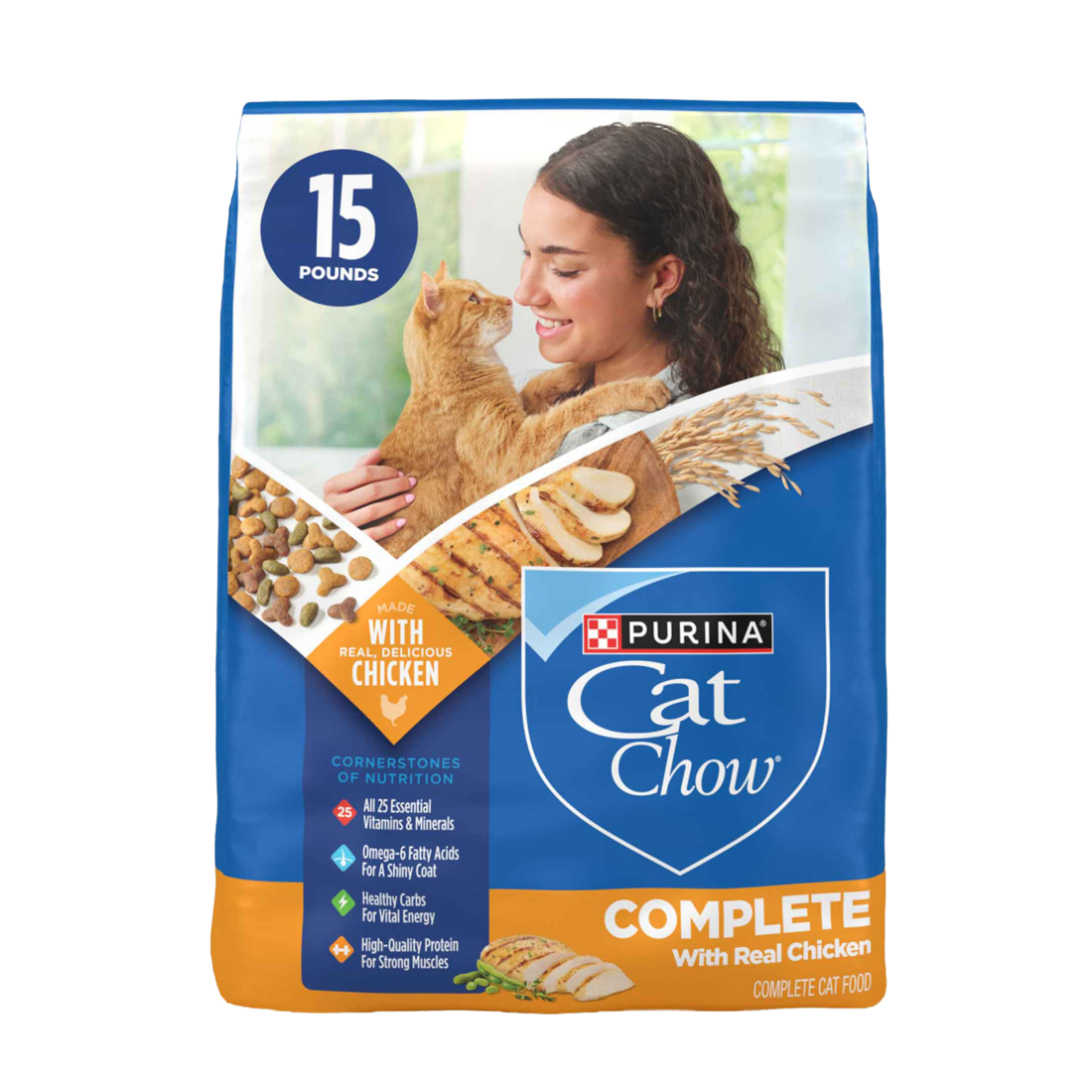 Purina Cat Chow Complete Dry Cat Food With Real Chicken - 15 Pound Bag