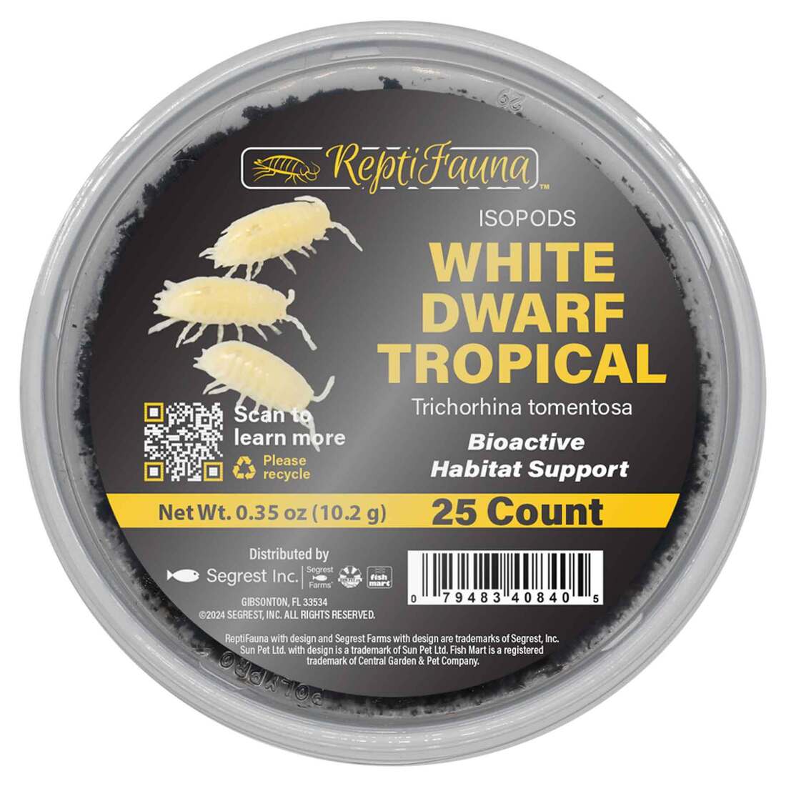 Reptifauna White Dwarf Tropical Isopod, 25 Count
