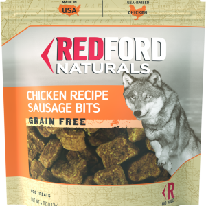Redford Naturals Adult Grain Free Sausage Bits Dog Treat, Chicken Recipe, 4 Ounces