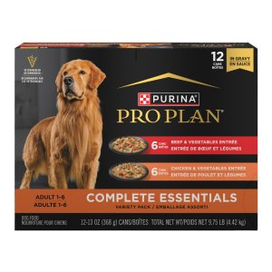 Purina Pro Plan Complete Essentials Wet Dog Food Chicken and Vegetables Entree and Beef and Vegetabl