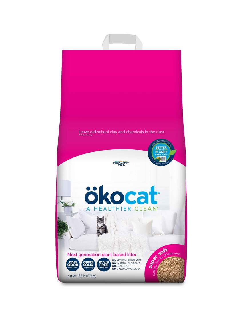 Okocat Original Premium Natural Wood Clumping Cat Litter, Unscented - Image 2