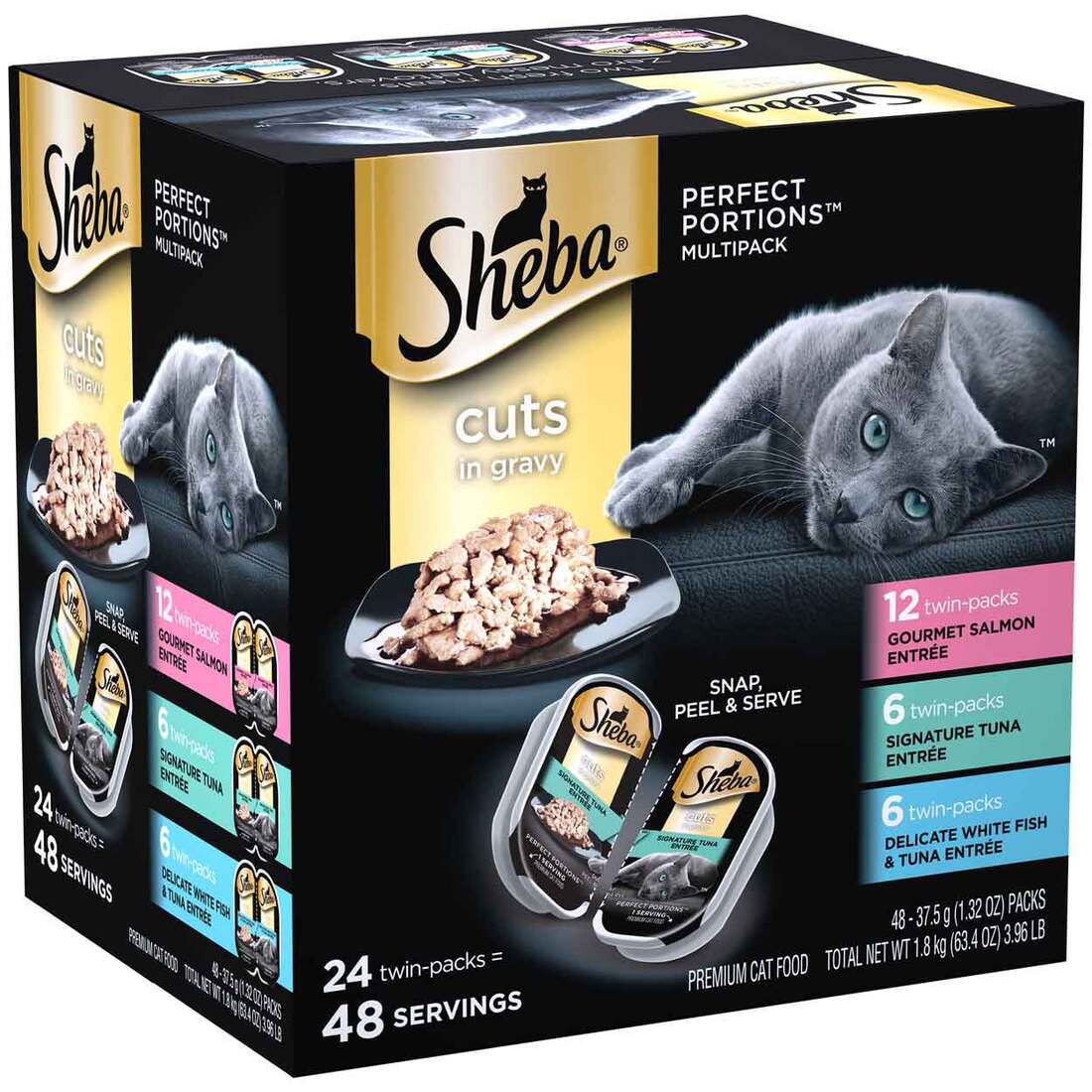 Sheba Perfect Portions? Wet Cat Food, Grain Free Gourmet Salmon, Signature Tuna, Delicate Whitefish