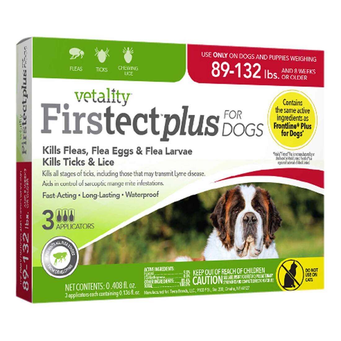 Vetality Firstect Plus For Dogs 89-132 Pounds, 3 Doses
